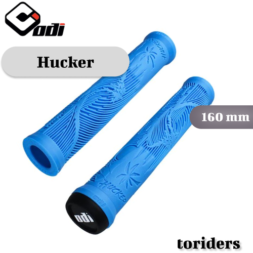 Грипсы ODI Hucker 160мм, без фланца голубые грипсы odi hucker 160мм без фланца голубые