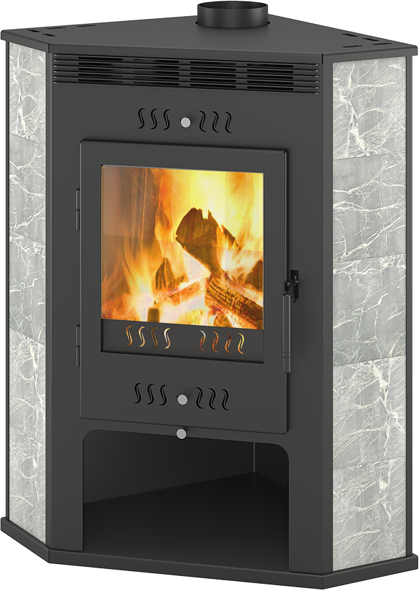 фото Печь-Камин ASTON 11кВт (180 м3) угловой Ø 150мм Талькохлорит