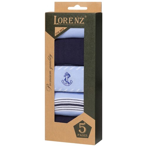 Носки LorenzLine, 5 пар, размер 29 (43-44), голубой, синий носки lorenzline 5 пар размер 29 43 44 белый