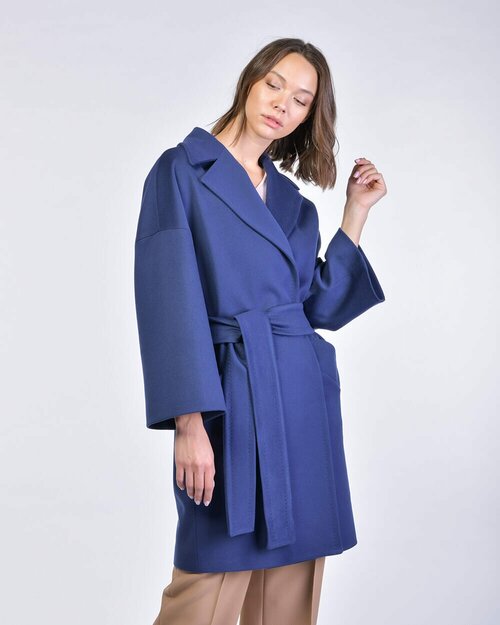 Пальто-реглан  Heresis демисезонное, шерсть, силуэт прямой, средней длины, размер 44, синий