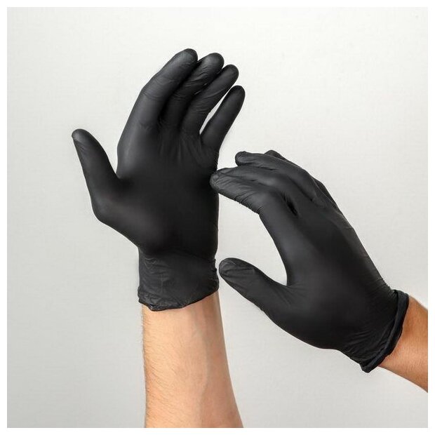 Перчатки нитриловые BENOVY Q черные размер M (50 пар) - фотография № 7