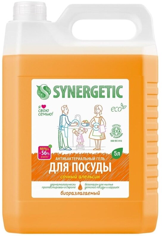 Средство для мытья посуды Synergetic Антибактериальное Сочный Апельсин 5л