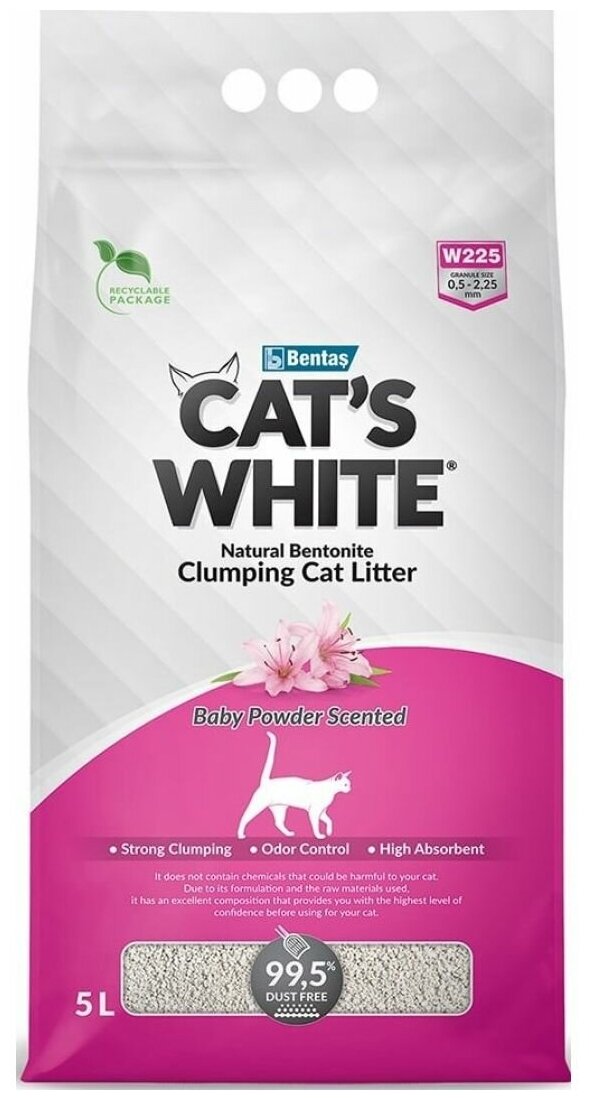 Cat's White Baby Powder комкующийся наполнитель с ароматом детской присыпки для кошачьего туалета (10л) Без характеристики - фотография № 17
