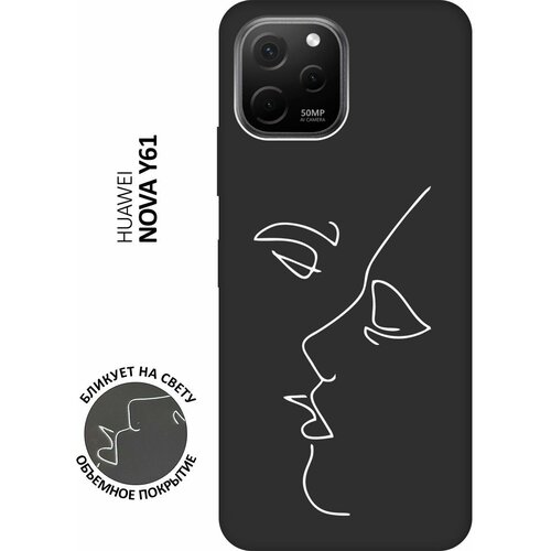 Матовый чехол Faces W для Huawei nova Y61 / Хуавей У61 с 3D эффектом черный матовый чехол meaning w для huawei nova y61 хуавей у61 с 3d эффектом черный