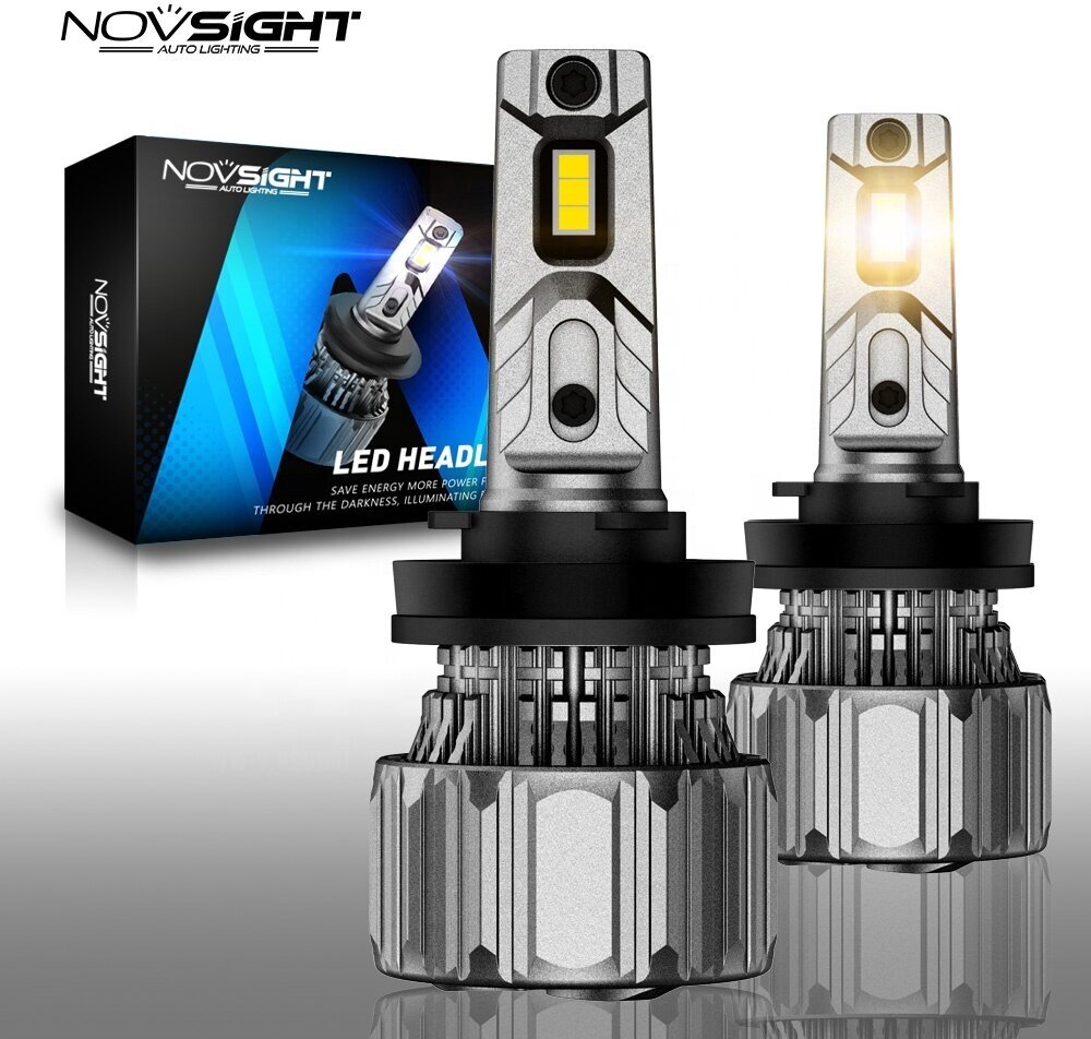 Светодиодная лампа Novsight N50Y H8 цоколь PGJ19-1 70Вт 2шт 15000Лм 3000K желтый свет LED автомобильная
