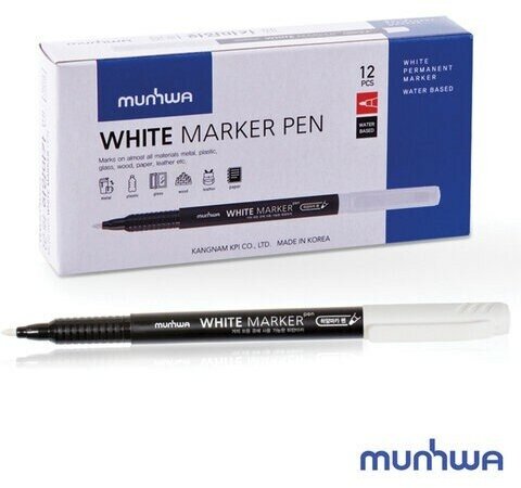 Маркер перманентный белый 1 мм, MUNHWA, WPM-05