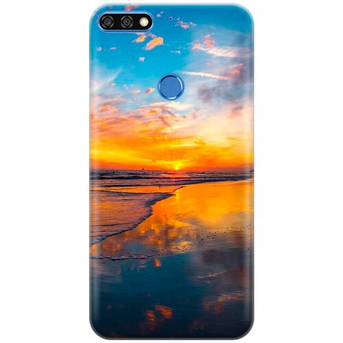 фото Re:pa накладка transparent для huawei y6 prime (2018) / honor 7c / honor 7a pro с принтом "закат на пляже"