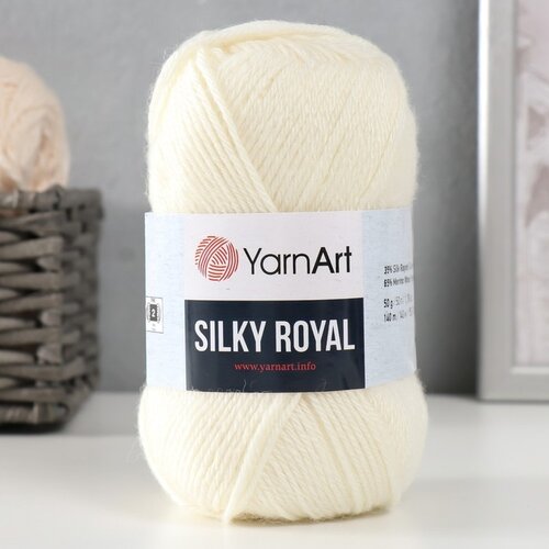 Пряжа YarnArt Silky Royal, 65 % мериносовая шерсть, 1 % шелк, 50 г, 140 м, 1 шт., 430 молочный 140 м