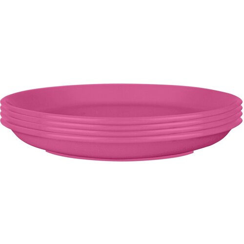 Набор пластиковых тарелок плоские, цвет розовый, 25 см, 4 шт