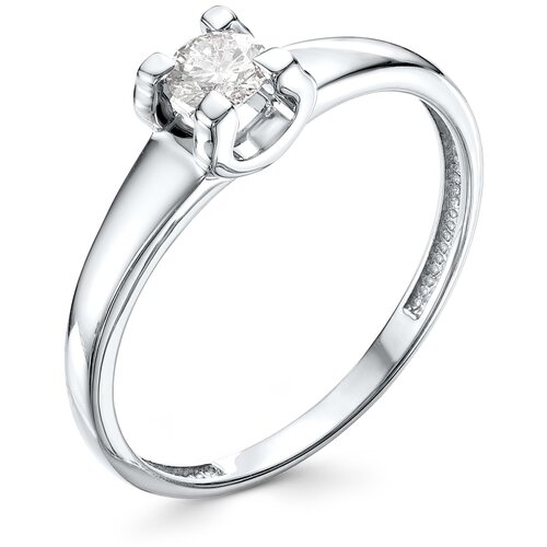 фото Алькор кольцо с 1 бриллиантом из белого золота 12927-200, размер 17