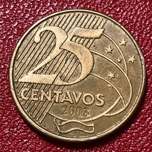 Монета Бразилия 25 сентаво 2003 год #4-4 куба 25 сентаво 2003 г
