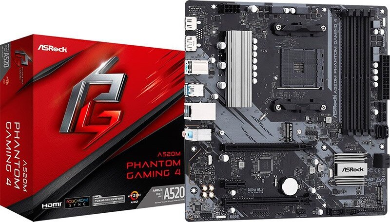 Материнская плата ASRock A520M Phantom Gaming 4