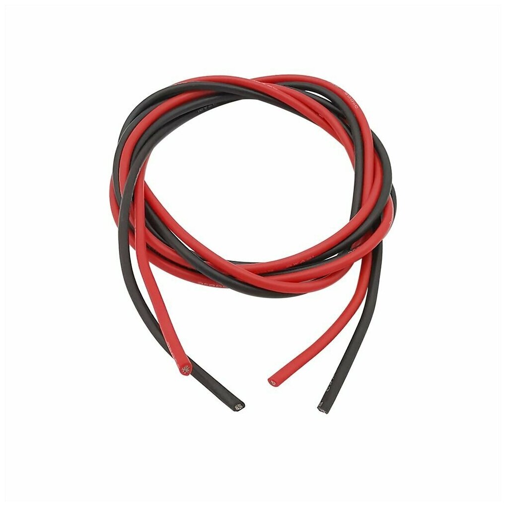 Провод силиконовый высокотемпературный 18AWG (0.823 мм2) черный и красный 1 метр - фотография № 1