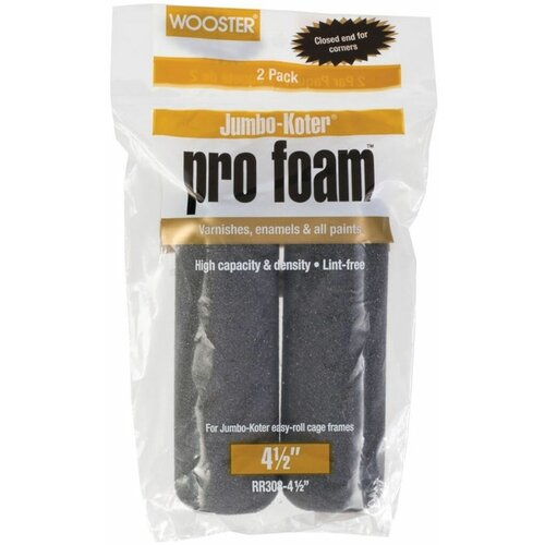 Мини-валик WOOSTER RR308-4 1/2 Pro Foam Jumbo-Koter 3/8 (ворс 0,95 см, ширина 11,43 см), губчатый, набор 2 шт.