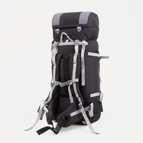 фото Рюкзак туристический, 100 л, отдел на шнурке, наружный карман, 2 боковые сетки, цвет чёрный/серый pr-market