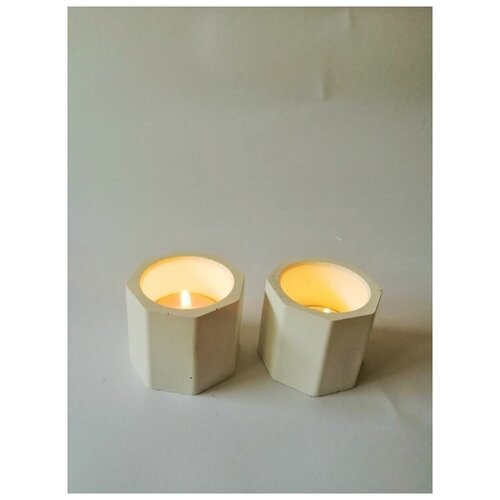 Комплект гипсовых подсвечников 3 шт Белые кашпо подставки из гипса гипсовые по свечу