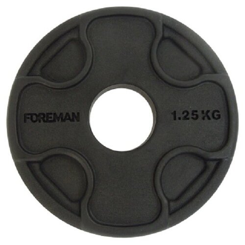Олимпийский обрезиненный диск FOREMAN PRR 1,25 кг, черный диск для штанги foreman обрезиненный prr 20 кг синий fm prr 20kg bl 04 00
