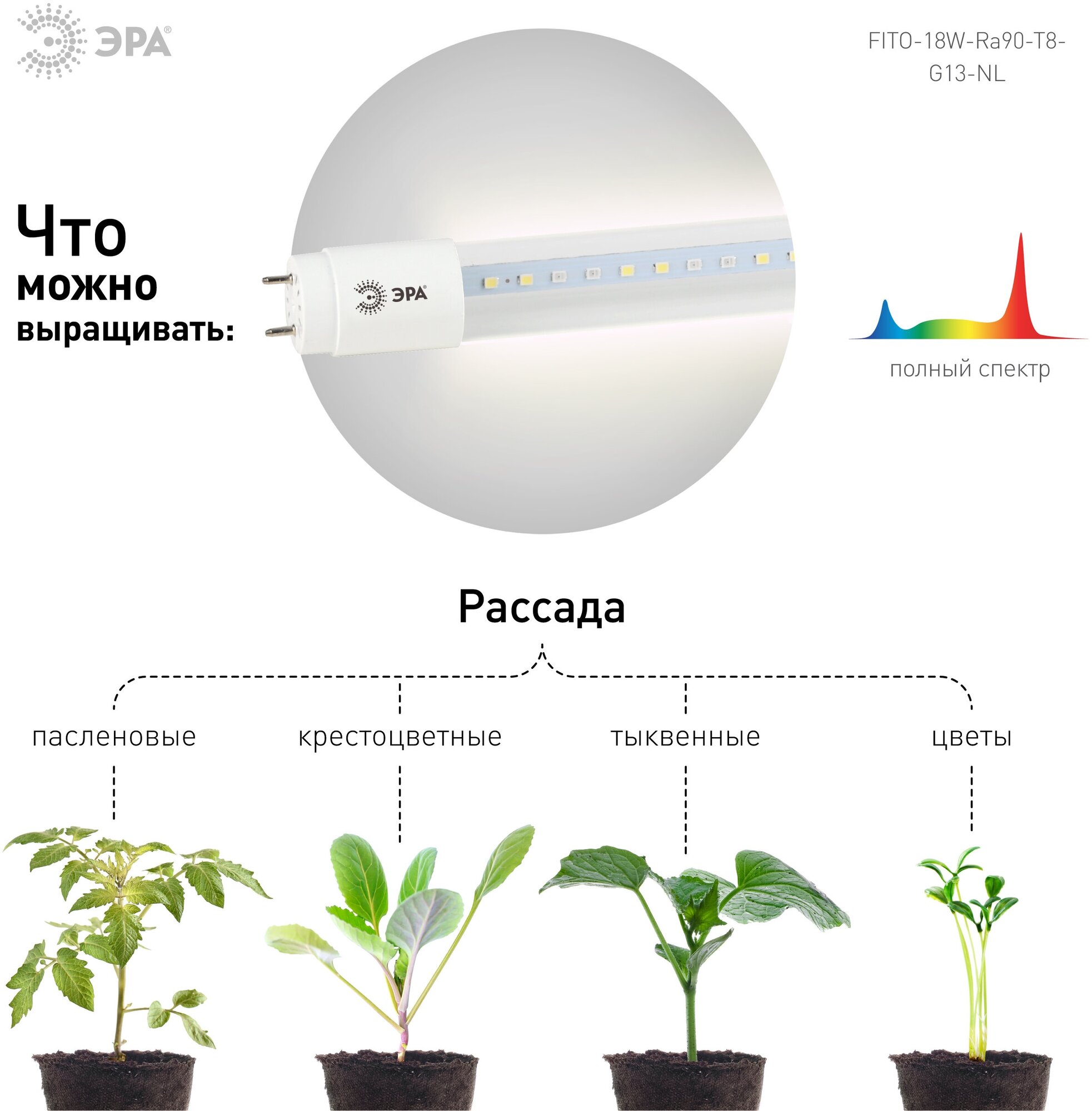 лампа светодиодная для растений ФИТО ЭРА 18Вт T8 G13 1200мм полноспектральная - фото №16