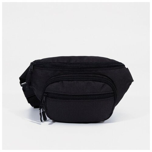 фото Сумка поясная зфтс, текстиль, регулируемый ремень, черный