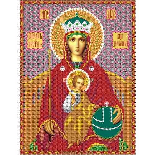 Вышивка бисером иконы Богородица Державная 19*24 см вышивка бисером икона пресвятая богородица державная 20x25 см