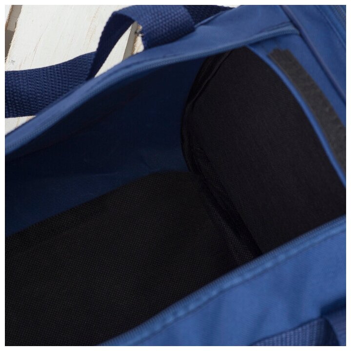 Сумка спортивная, отдел на молнии, 2 наружных кармана, длинный ремень, цвет синий - фотография № 3