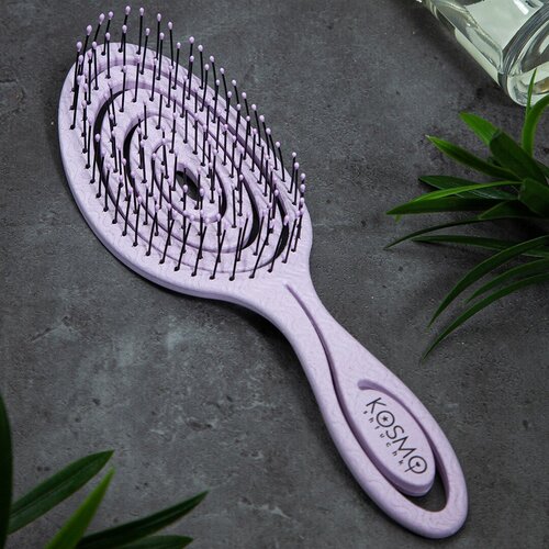 Расческа щетка массажная для распутывания волос , продувная, для мокрых сухих и влажных волос (фиолетовая)