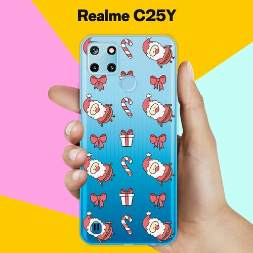 силиконовый чехол на realme c25y синий узор для реалми ц25 ай Силиконовый чехол на realme C25Y Узор / для Реалми Ц25 Ай