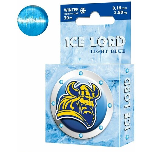 Леска зимняя для рыбалки AQUA Ice Lord Light Blue 0,16mm 30m, цвет - светло-голубой, test - 2,80kg ( 1 штука )