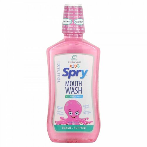 Xlear, Kid' s Spry Mouth Wash, Enamel Support, Alcohol-Free, Natural Bubble Gum, 16 fl oz (473 ml)