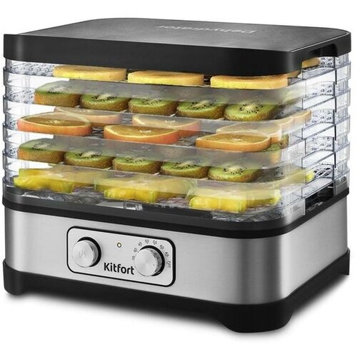 Сушилка для овощей и фруктов Kitfort KT-1912 250 Вт 5 ярусов серебристая 698700₽