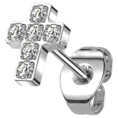 Серьги одиночные DG Jewelry серьга гвоздик в ухо серебристая в виде креста