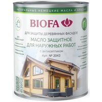 BIOFA 2043 Масло защитное для наружных работ с антисептиком, Грифель (0,125л)