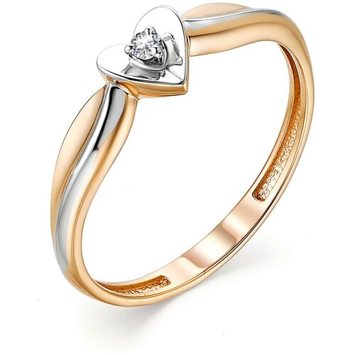 фото Алькор кольцо с 1 бриллиантом из красного золота 13228-100, размер 18.5