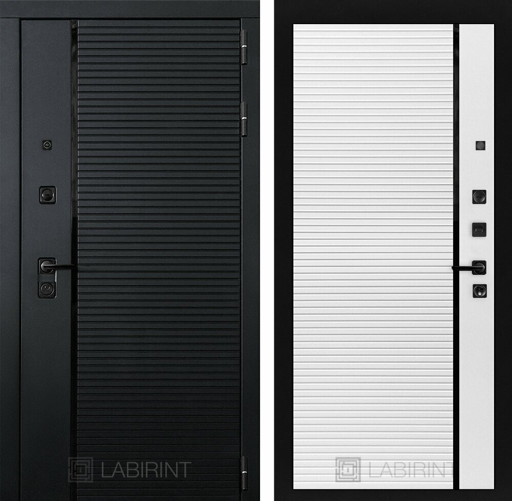 Входная дверь PIANO с внутренней панелью 22, цвет белый софт черная вставка, размер по коробке 960х2050, правая - фотография № 8