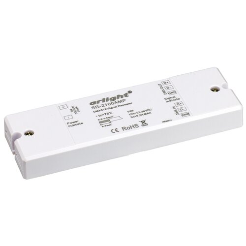 фото 019460 усилитель dmx-сигнала sr-2100amp (12-24v, 1ch) (arl, ip20 пластик, 3 года) arlight