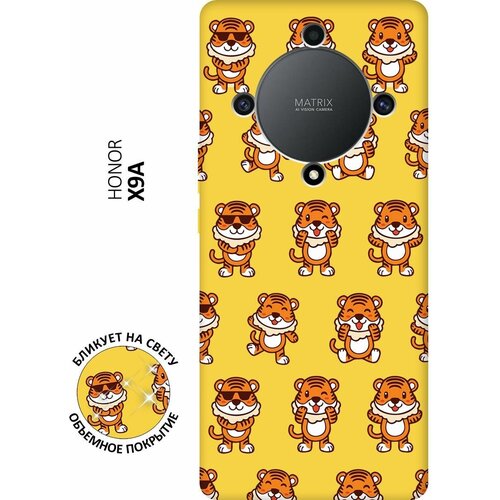 Матовый чехол Tigers Pattern для Honor X9a / Magic5 Lite / Хонор Х9А / Мэджик 5 Лайт с 3D эффектом желтый матовый чехол love charger w для honor x9a magic5 lite хонор х9а мэджик 5 лайт с 3d эффектом черный