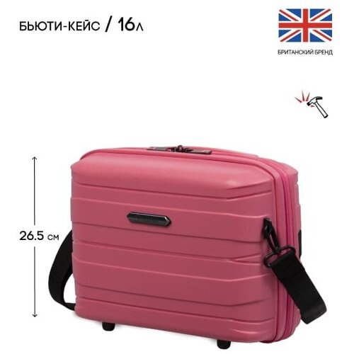 фото Бьюти-кейс it luggage на молнии, 35.5х26.5х17.5 см, плечевой ремень, подкладка, жесткое дно, розовый