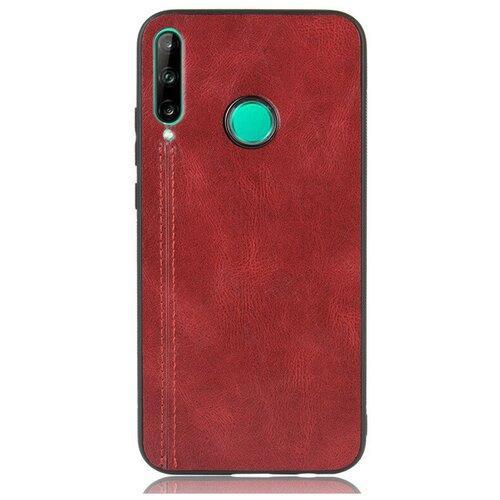 фото Чехол mypads для honor 9s (dua-lx9) / huawei y5p из качественного износостойкого силикона с декоративным дизайном под кожу с тиснением красный