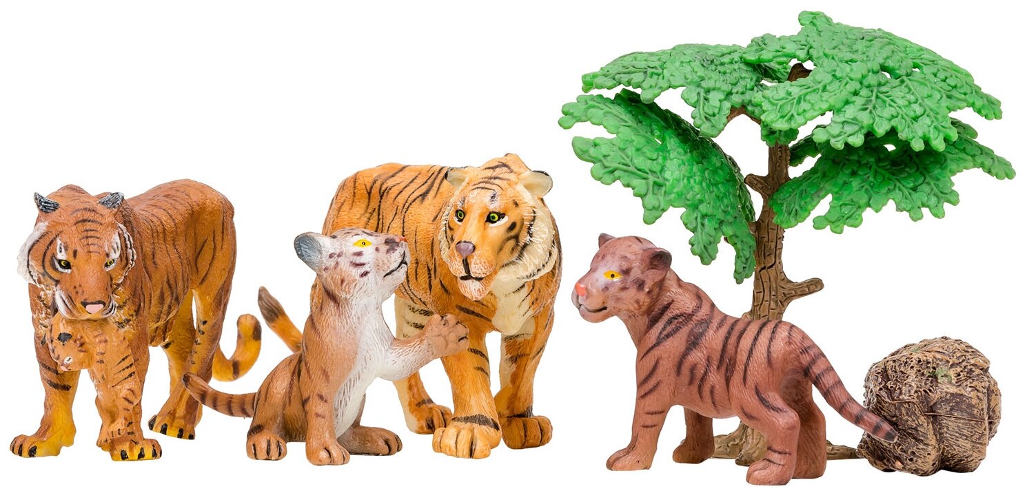 Набор фигурок животных серии "Мир диких животных": Семья тигров, 6 предметов