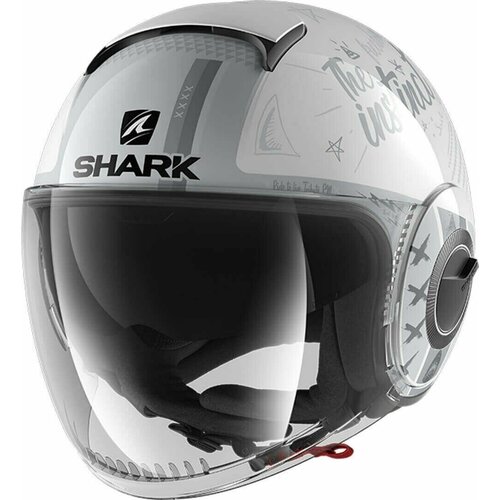 Мотошлем SHARK NANO TRIBUTE RM White Silver Silver