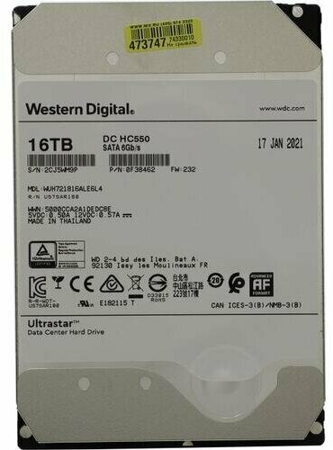 Жесткий диск Western digital Ultrastar DC HC550 16 Тб WUH721816ALE6L4
