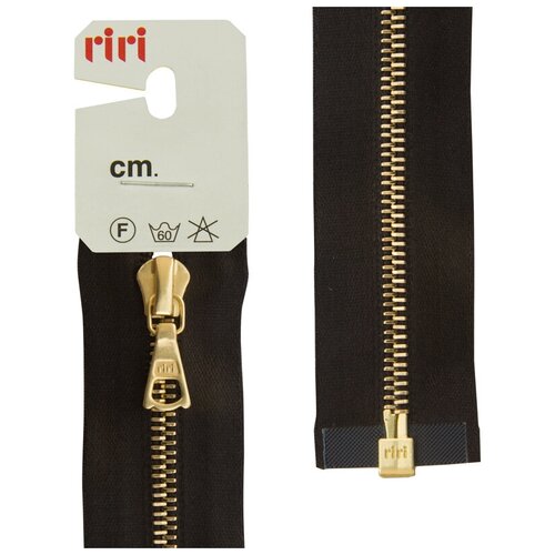 фото Молния металл, gold, разъёмная 1 замок, на атласной тесьме, 4 мм, 65 см, цвет 2226, темный шоколад riri