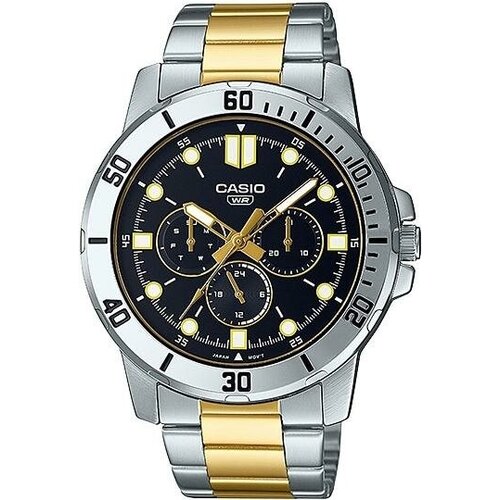 наручные часы casio collection mtp vd300l 1e коричневый серебряный Наручные часы CASIO Collection, черный, серебряный