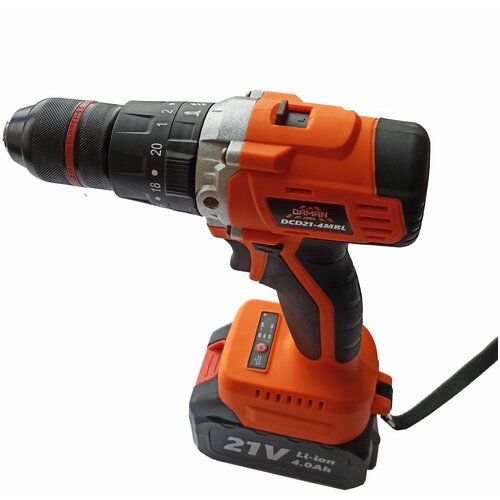 Дрель-шуруповерт аккумуляторная DAMAN DCD21-4MBL 21В Li-on 2АКБ зарядное устройство кейс 4Ач 2ск индикатор заряда батареи 980000₽