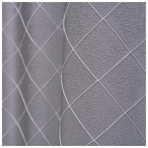 фото Штора портьерная witerra жаккард, ромбы, 135*260 см, серый, полиэстер 100%