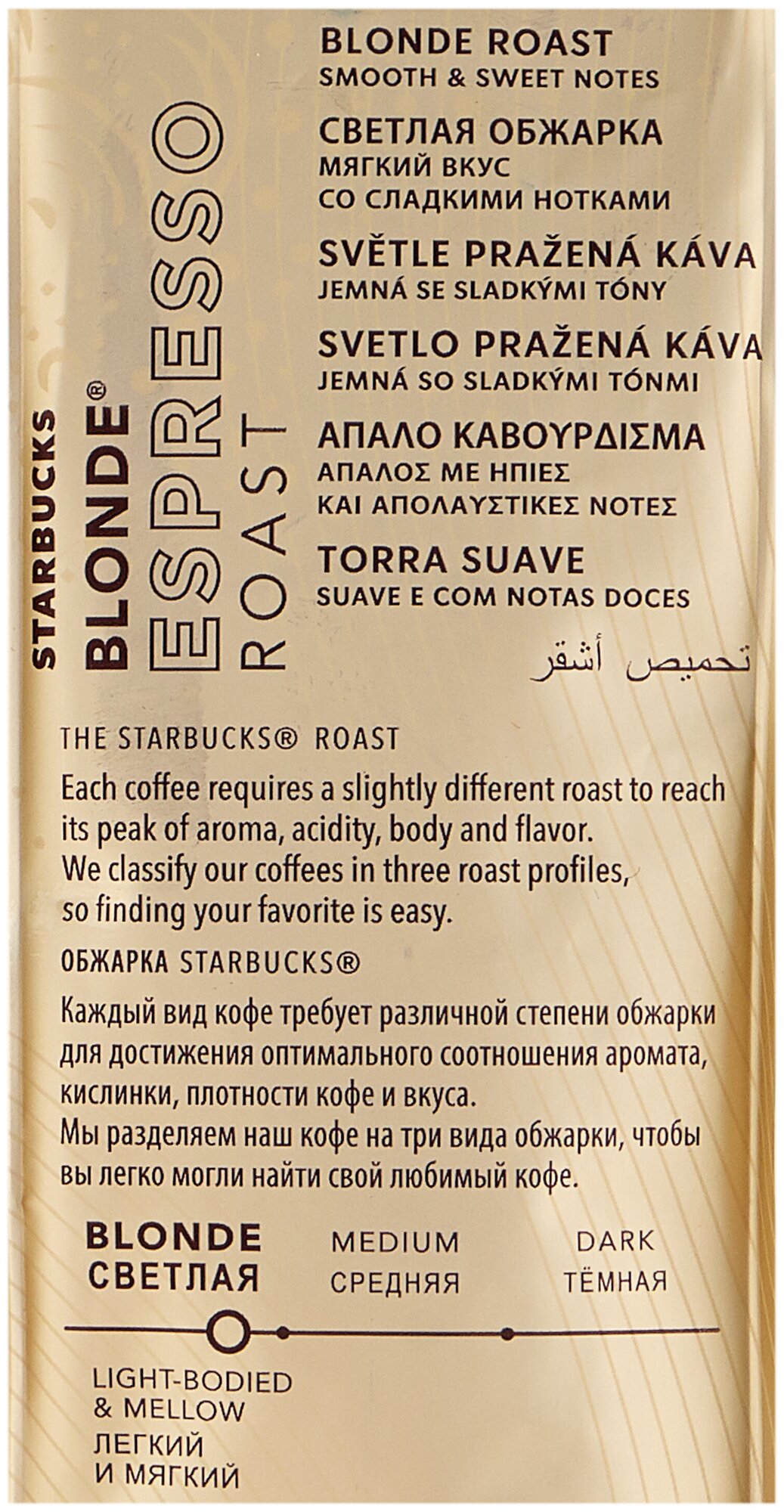 Кофе в зернах Starbucks Blonde Espresso Roast, 200 г - фотография № 7