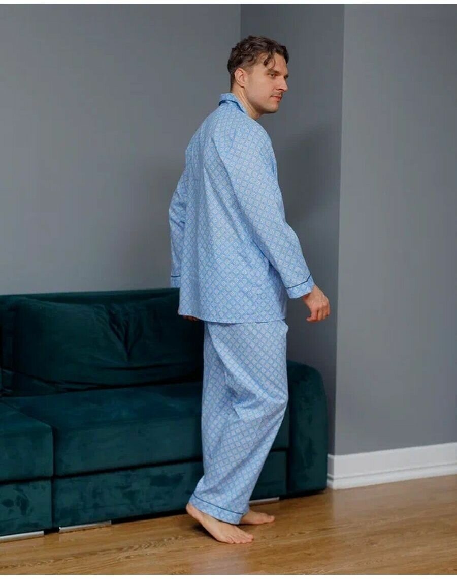 Пижама мужская с брюками и рубашкой с длинным рукавом хлопок Global_размер58 - фотография № 6