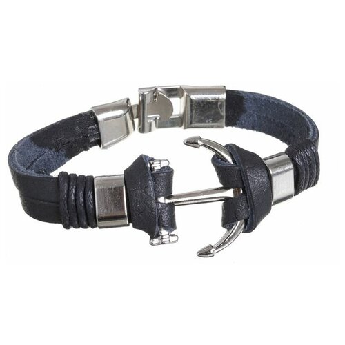 фото Браслет унисекс "стиль" якорь. цвет чёрный в серебре .l=21см 1258086 queen fair