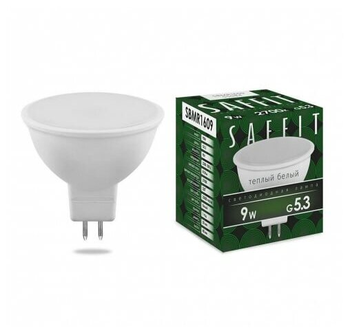 Лампа светодиодная LED 9вт 230в GU5.3 теплый (SBMR1609) | код 55084 | SAFFIT (3шт. в упак.)