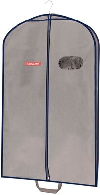 Чехол для одежды объемный Hausmann с овальным окном ПВХ и ручками, серый